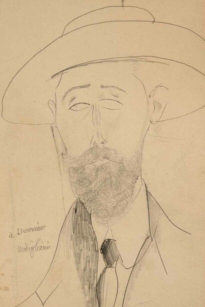 Amedeo Modigliani, Portrait de Paul Dermée, circa 1918-1920, matita su carta