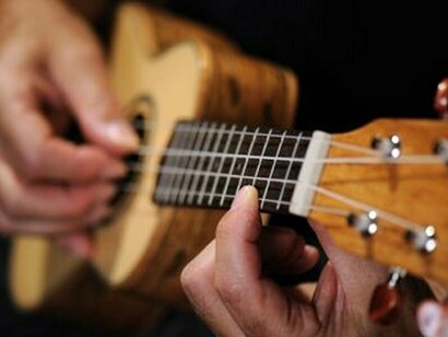 Playing ukulele