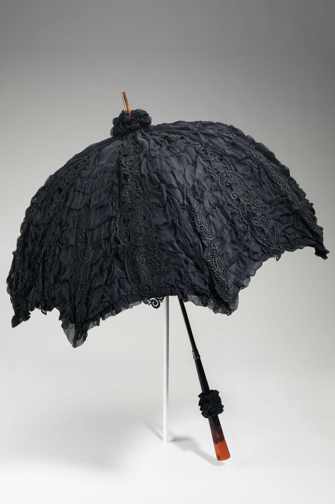 Mourning Parasol, 1895-1900, Black silk, wood, metal, tortoiseshell. The Metropolitan Museum of Art, Brooklyn Museum Costume Collection at The Metropolitan Museum of Art, Gift of the Brooklyn Museum, 2009; Gift of Rachel Trowbridge, 1960 (2009.300.2478). Photo: © The Metropolitan Museum of Art