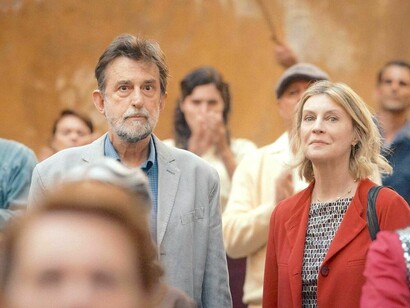 Nanni Moretii e Margherita Buy em cena do filme 'O Sol do Futuro'