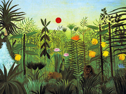 Henri Rousseau- Paisaje exótico con león y leona en África