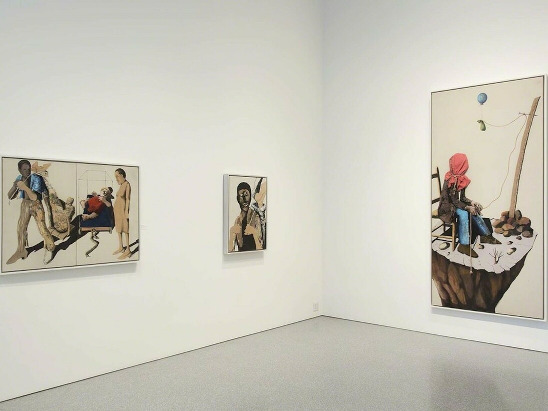 Benny Andrews, The Bicentennial Series, Exhbiition view. Courtesy of Michael Rosenfeld Gallery