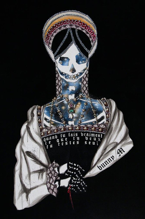 Bunny M, Queen Catherine, 2014, mixed media on paper mounted to panel, 60 × 48 in., 152.4 × 121.9 cm