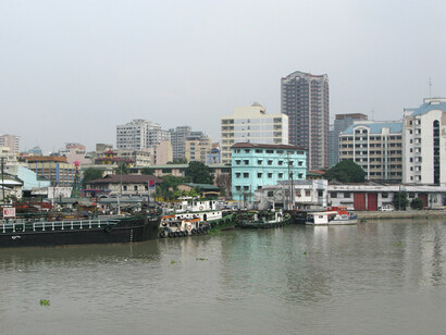 View of the Pasig River crossing the city, Manila, Philippines