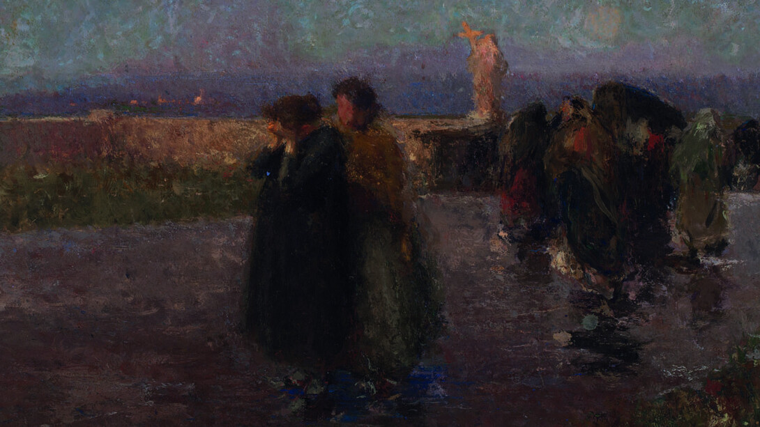 Giuseppe Mentessi, Bozzetto per Ora triste, c. 1890; olio su tavola, cm 49 x 75; Ferrara, Gallerie d’Arte Moderna e Contemporanea