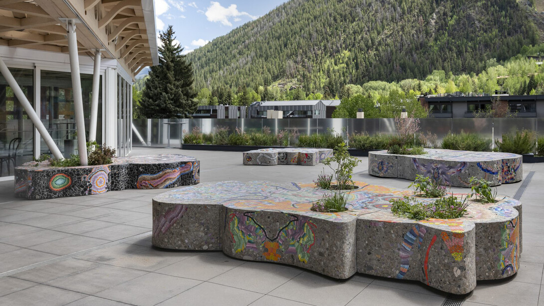 Kerstin Brätsch, Fossil psychics (Stucco marmo), exhibition view. Courtesy of Aspen Art Museum