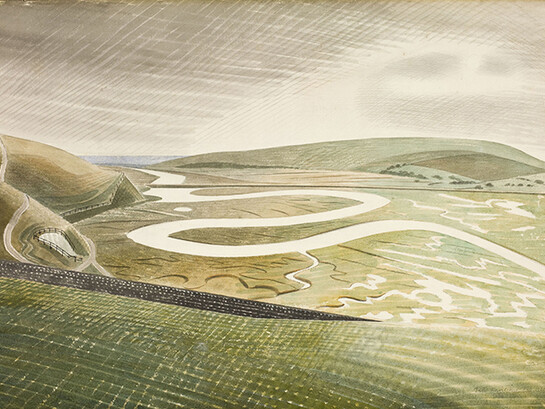 Eric Ravilious, Cuckmere Haven, 1939, Watercolour on long term loan to Towner, dimensions 41.4 x 57.5 cm © Towner, Eastbourne