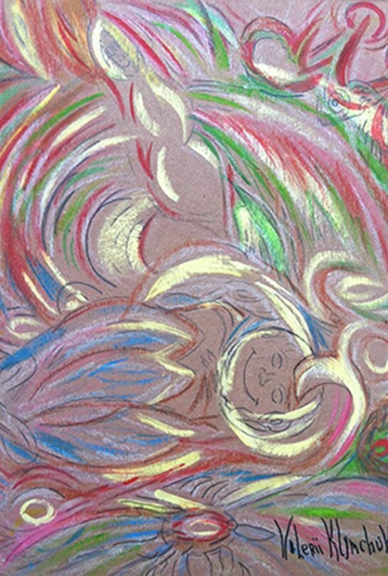 Mother of God (Lactation), acrylic on cardboard, 11 x 8 inches