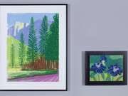 Left: David Hockney "Untitled No. 12" from "The Yosemite Suite"  Right: Heihachiro Fukuda  Blue flags ⒸTHE CLUB
