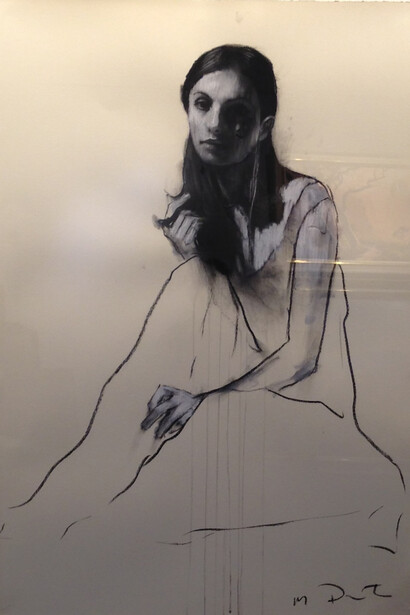 Mark Demsteader, Alex Seated, pastel & collage, 46” x 32”  