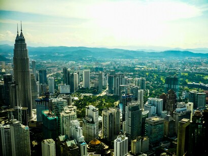 Aerial view of Kuala Lumpur cityscape in Malaysia