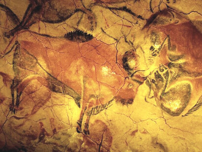 Pintura de bisontes en las cuevas de Altamira ubicadas en Cantabria, España