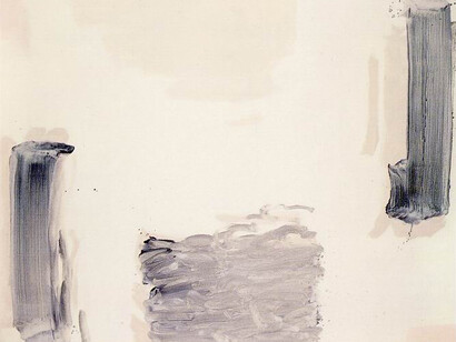 Lee Ufan, With winds, 1991, olio su tela, 182 x 228 cm