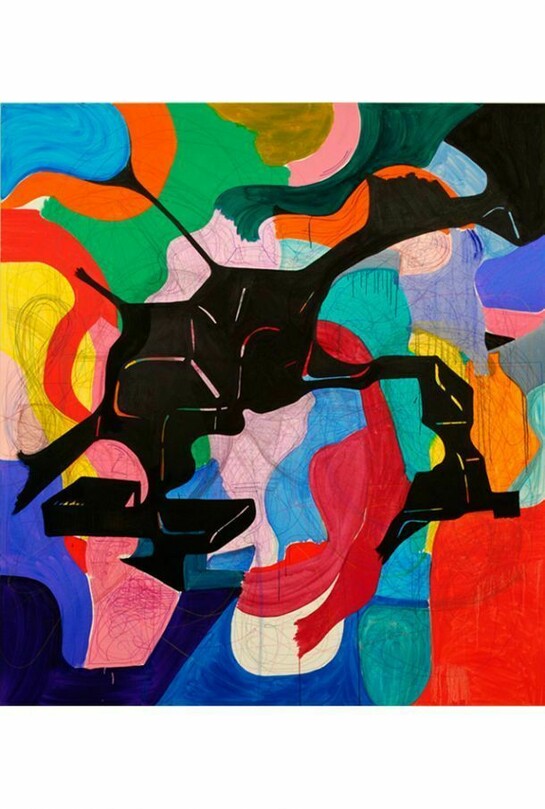 Joanne Greenbaum, "Untitled", 2014, oil, acrylic, flashe and graphite on canvas, 90 x 80 in., 228.6 x 203.2 cm