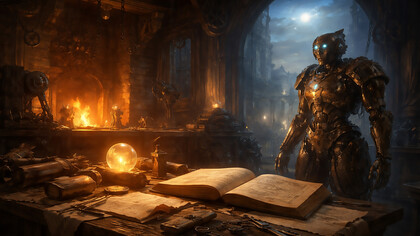 In the forge of human imagination, metal waits patiently to speak—caught between ancient myth and modern reason