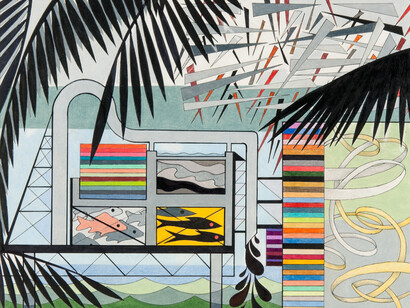 James Clover, Untitled 10, 22 x 33 in, mixed media on paper, 2013-14