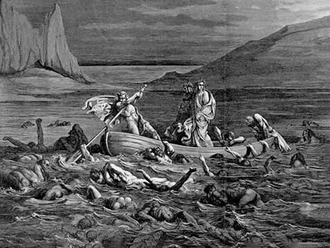 Gustave Doré, "Cruzando la laguna Estigia", 1861