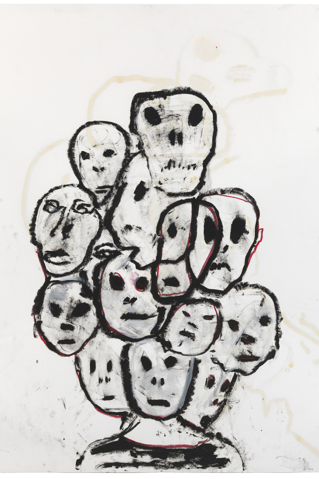 John Scott, Head Cluster, 2014, Mixed media on paper, 127 x 96.5 cm, 50 x 38 in (AFG 53518), Courtesy of the artist and Flowers Gallery, London/New York
