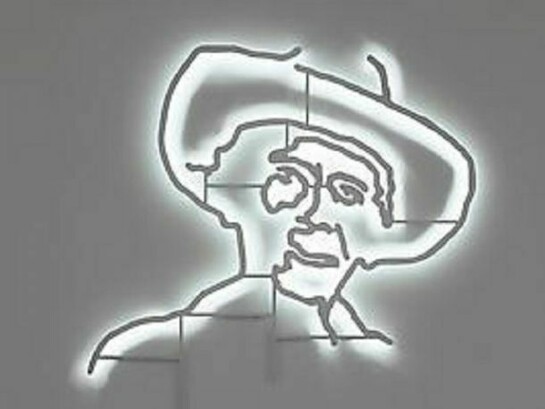 Los Carpinteros, Emelino, 2013, powder coated aluminum, LED lights, 71 3/4 x 58 x 2 inches (182.2 x 147.3 x 5.1 cm)