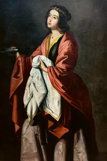 Francisco de Zurbarán, Sainte Lucie (détail), v. 1630. Avec l'aimable autorisation du Musée Jacquemart-André