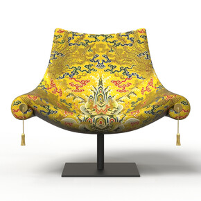 Stefano Giovannoni, “Poltrona Pagoda”, Ferro decapato, poliuretano e seta, 2017