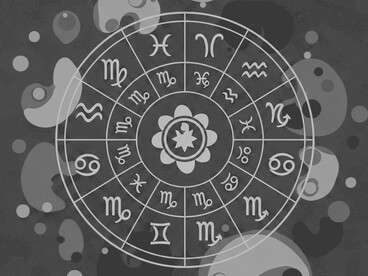 Illustrating the ancient facets of Hindu astrology, the setting is drenched in a deep bottle-green light. At the heart of the composition lies a large, complex astrological diagram, which is subtly framed by the luminous, wise presence of surrounding Hindu deities