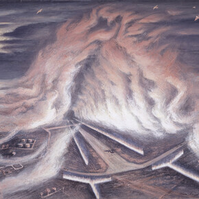 FIDO in Operation (1945) by Alan Sorrell, Watercolour on paper ©IWM (Art.IWM ART LD 5593)