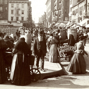 Unidentified photographer, Hester street, West from the Southwest corner of Norfolk Street, New York City, ca. 1898. Courtesy of the New York Historical