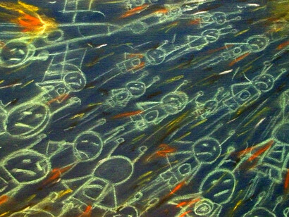 Francesco Zavattari, Qualsiasi cosa accada, Pastello extrafine e idropittura su tela, 30 x 60 cm (dettaglio)