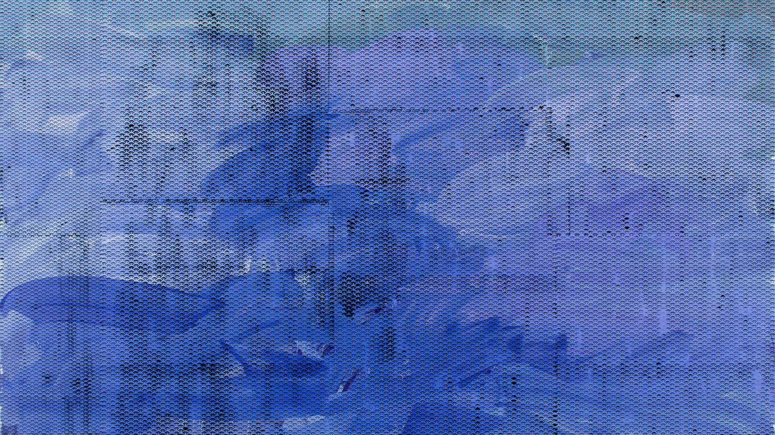 Jacqueline Humphries, :) (detail), 2015, Oil on linen, 114 x 127 inches (289.6 x 322.6 cm). Courtesy the artist and Greene Naftali, New York