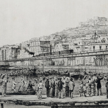 Progetto di Lamont Young per una metropolitana sopraelevata in via Chiaia, inizi Novecento, Napoli, Italia