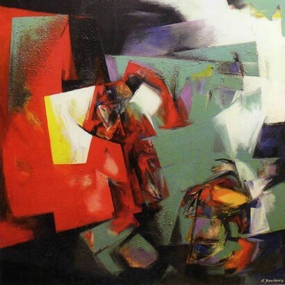 Helder Bandarra, Vibrações, 2013, técnica mista sobre tela, 110 x 110 cm
