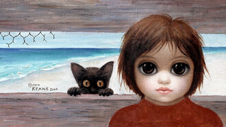 Margaret Keane; Gatito y niña en la playa