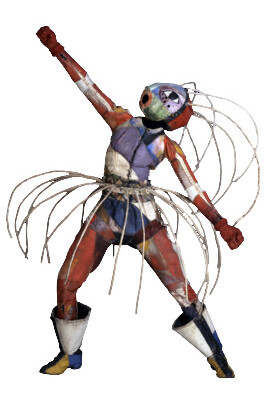 Costumes: "Toboggan" B and "Great Technique", Lavinia Schulz (1896-1924) and Walter Holdt (1899-1924)ca. 1923, Hamburgwire and linenmask: H 63 cm; W 42 cm; suit: L 145 cm