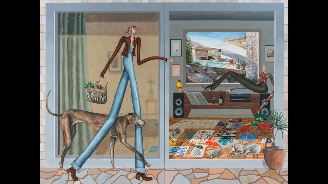 Charlie Roberts, Sojourn in the Desert, 2023, acrylic on linen, 86.6x118.1 inches. Courtesy the artist and Anna Zorina Gallery