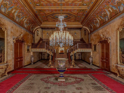 The 1st Saloon in Beylerbeyi Palace, located on the Asian side of Istanbul, is an exquisite chamber known for its elegant decor, adorned with gold leaf and stucco details, it exudes a sense of cool elegance, the palace itself served as a summer residence for the sultans and offers visitors a glimpse into Ottoman luxury