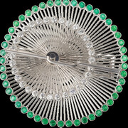 Kinetic Brooch, Friedrich Becker (1922-1997)designed in 1968, executed in 1993Düsseldorf white gold with emeralds and brilliants 3 cm