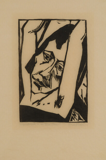 Erich Heckel, Junges Mädchen / Young Woman, 1913, Woodcut on silk Japan paper, 25.5 x 17 cm, Collection of McMaster Museum of Art, Gift of Undercliffe Limited
