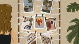 Parada en la puerta del cerco que delimita los doscientos metros cuadrados del terreno, encuentro a la izquierda la casita del árbol bajo el cerezo y a la derecha la construcción a la que hace un tiempo llamo hogar. Ilustración de Gabriel López (@gab.y.lopez)