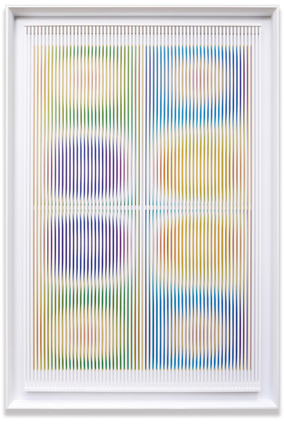 Alberto Biasi, 8|8, 8|8 + Giallo, 1992, 150 x 100 x 4 cm
