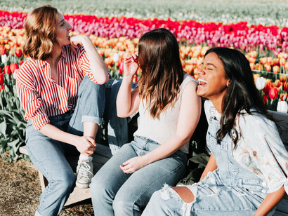 In the tulip fields of Holland, Netherlands, we find support in our lives with our friends