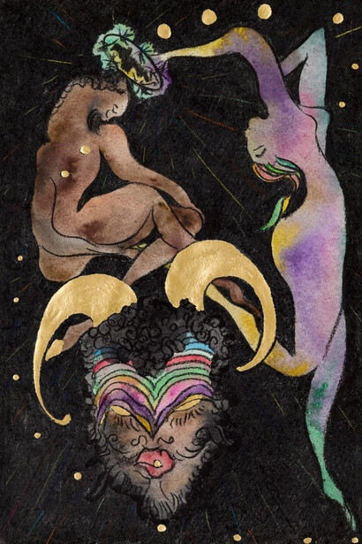 Chris Ofili, Crowning of a Satyr, 2020. Courtesy of Victoria Miro Gallery