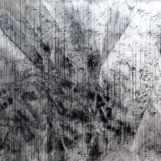 Maxime Duveau, Sunset Strip, 150x230cm, 2015, fusain et peinture en spray sur papie