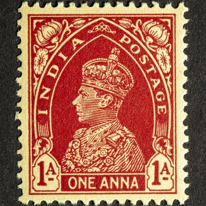 King George VI India Postage stamps issued during the British Rule in India.
This unique series features stamps that depict the face of King George VI, the last Emperor of India. This series also features different modes of transportation used in India to deliver mail.
Photograph Courtesy:   The Ewari Collection
Year of Issue: 1937