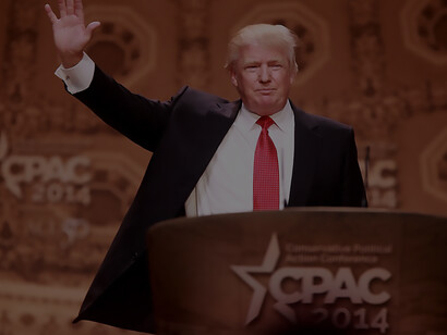 Donald Trump delivering a speech during the 2014 Conservative Political Action Conference (CPAC) in National Harbor, Maryland, USA, photo by Gage Skidmore
