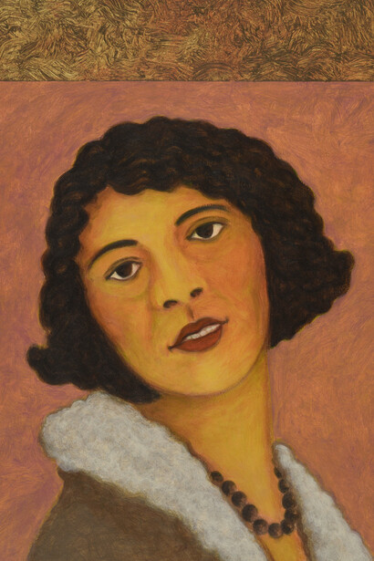 César A. Martínez,
Sra Farias During the 1930's, 2014,
Signed front bottom right.
Sign, date, title, and measurements on reverse.
Acrylic on paper,
26 x 22.4 in,
66 x 56.9 cm.
Copyright: Copyright The Artist.
Courtesy of Ruiz-Healy Art