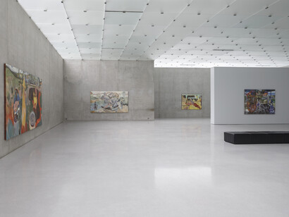 Michael Armitage, Ausstellungsansicht 3. Obergeschoss Kunsthaus Bregenz, 2023. Foto: Markus Tretter. Courtesy of the artist, Christen Sveaas Art Collection, The Museum of Contemporary Art, Los Angeles, Private Collection und White Cube, © Michael Armitage, Kunsthaus Bregenz