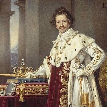 Joseph Karl Stieler, Re Ludovico I di Baviera nella sua veste da incoronazione, 1826. Neue Pinakothek, Monaco di Baviera, Germania