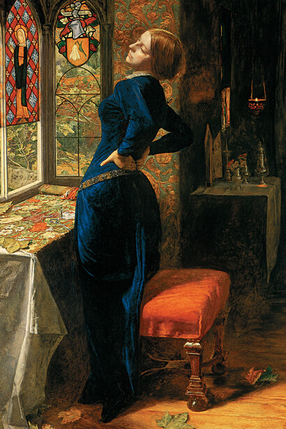 John Everett Millais, "Mariana", 1851. Óleo sobre caoba, 59.7 x 49.5 cm. Tate Collection, Londres.