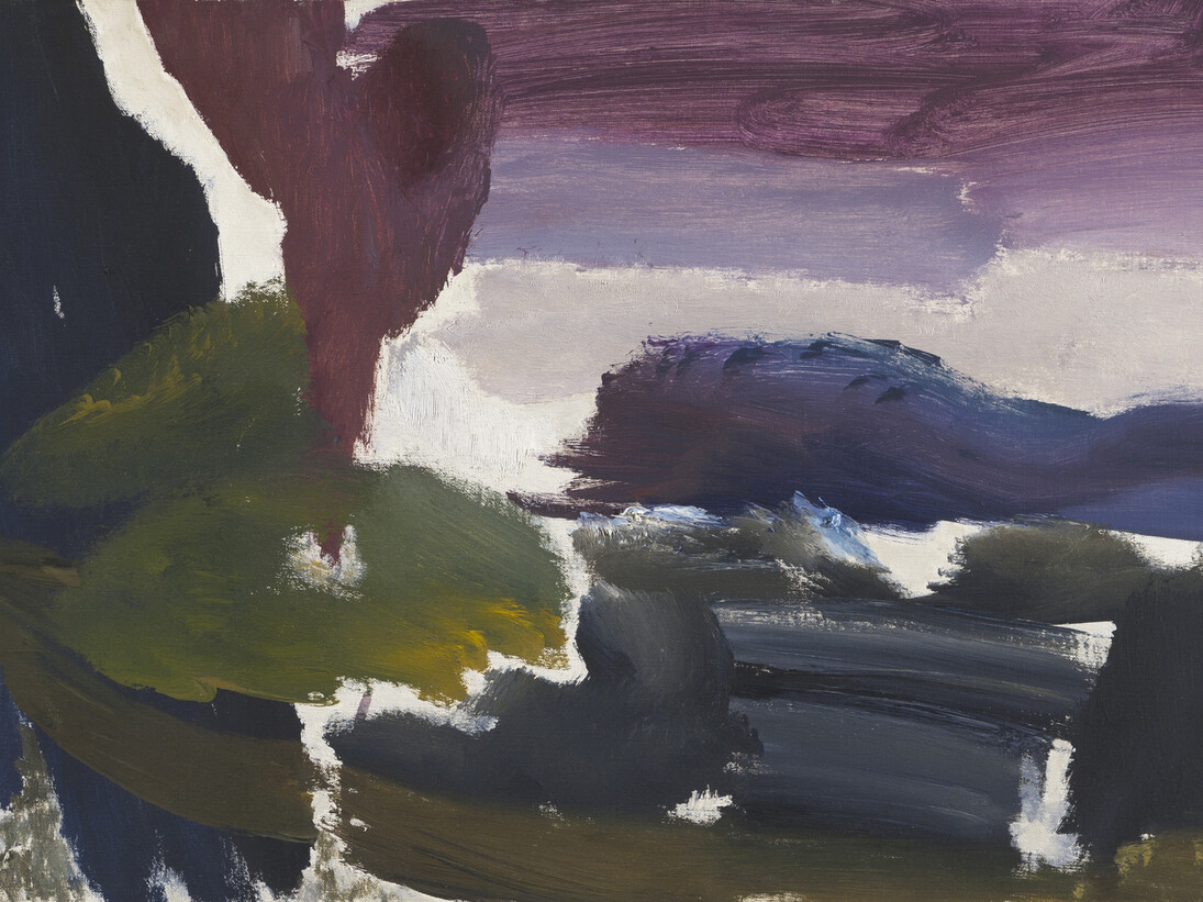 Ivon Hitchens, Evening Sky Over Hills (detail), 1957, Towner, Collection Store, 10r front